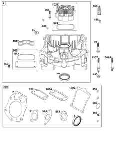 Crankcase Cover/Sump Group Diagram and Parts List for 61G977-0004-J1 400000 - 699999 Briggs and Stratton Engine